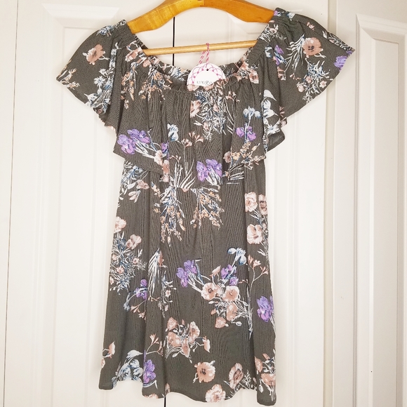 UMGEE Off Shoulder Floral Top Ruffle Top NWT L - Picture 2 of 6